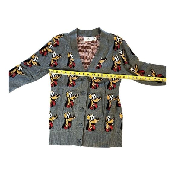 VTG Disney Pluto Cardigan Sweater Knitwear Character Graphic Gray Womens XS - Picture 2 of 9